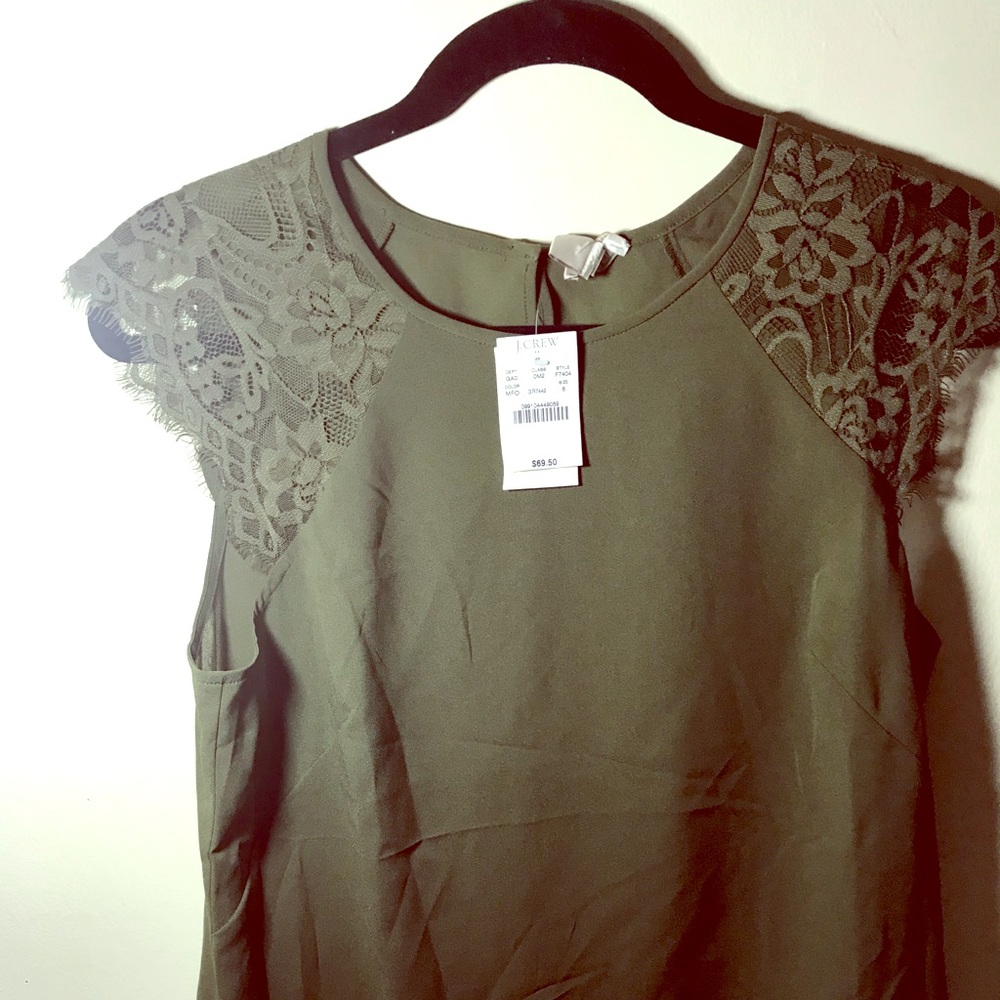J CREW hunter  green shirt. New w/ tags.